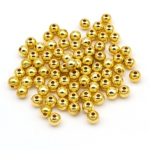 Koraliki Plastikowe ABS, Okrągłe, Złoty, 7.5-8x7-7.5mm, Otwór: 1,6~2mm, około 50szt/25g (13WB24879)