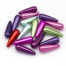 Перли Намистини Пластикові ABS, Глянцеві, Крапля, Колір: Мікс, Розмір: 30х10мм, Отвір: 1.5мм, близько 17шт/25г, (13WB24887)