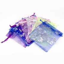 Woreczek Podarunkowy Organza Przezroczysty, Rysunek Motylek, Mix, 9x12cm, 10szt (13WB24908)
