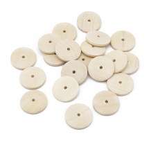 Намистини Дерев'яні Непофарбовані, Круглі Плоскі, Колір: Бежевий, Розмір: 23х4мм, Отвір 2мм, (13WB24945)