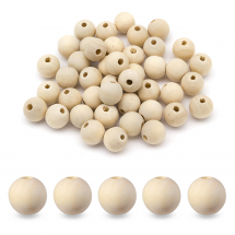 Намистини Дерев'яні Круглі Незабарвлені, 16х15мм, Отвір 3мм, (13WB24946)