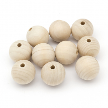 Намистини Дерев'яні Круглі Незабарвлені, 30мм, Отвір 5.6мм, (13WB24950)