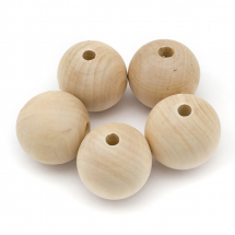Намистини Дерев'яні Круглі Незабарвлені, 40мм, Отвір 7мм, (13WB24964)