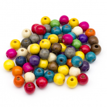 Koraliki Naturalne Drewniane, Malowane, Okrągłe, Mix, 16x15mm, 100g~80szt (13WB24985)