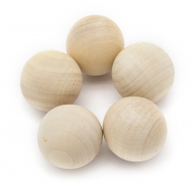 Kulki Drewniane do Rękodzieła do DIY, Surowe, Bez Otworu, Beżowy, 40mm, 5szt (13WB24997)