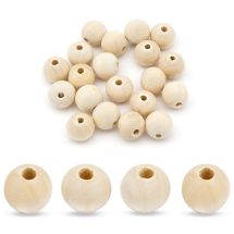 Koraliki Naturalne Drewno, Surowe, Woskowane, Gładka Powierzchnia, Okrągłe, Niepomalowane, 16mm, 20szt (13WB25010)