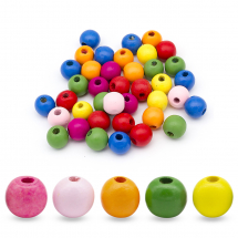 Намистини Дерев'яні Круглі, Мікс, 16мм, Отвір 5мм, близько 35шт/50г, (13WB25038)