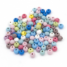 Koraliki Naturalne Drewniane Barwione, Okrągłe, Mix, 10x9mm, 50g~155szt (13WB25046)