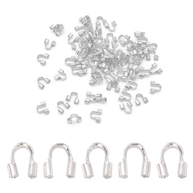 Zaciski Ochronne do Linki, Mosiądz, do Rękodzieła i Biżuterii, Srebrny, 4.5x4x1mm, około 118szt/5g (13WB25132)