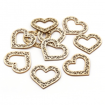 Конектор Кільце, з Тополі Серце Лазерне різання, Колір: Бежевий, Розмір: 49x55x2.5мм, Внутрішній діаметр 21х36мм, (13WB25170)