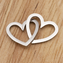 Конектор Серце з Нержавіючої Сталі, Лазерне різання, Колір: Сталь, Розмір: 11x12x1мм, Внутрішній діаметр 5х10мм, ок.2шт/комплект, (13WB25174)