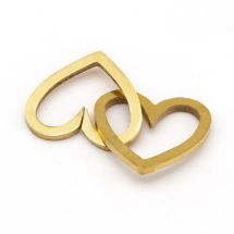 Конектор Серце з Нержавіючої Сталі, Лазерне різання, Золото, 11x12x1мм, Внутрішній діаметр 5х10мм, 2шт/набір, (13WB25175)