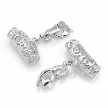 Тримач для Кулонів, Латунь, з Бейлом, Колір: Срібло, Розмір: 36х23.5мм, Отвір 6х5.5мм, (13WB25185)