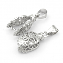 Тримач для Кулонів, Латунь, Лист, Колір: Платина, Розмір: 24мм, Пін 1мм, Отвір 5х4мм, (13WB25190)