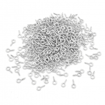 Тримачі Залізні Гвинтові Штифти з Петлею для Намистин з Напівотвіром, Срібло, 10х5х1.2мм, Отвір 2.8мм, близько 320шт/50г, (13WB25197)