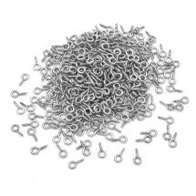 Тримачі Гвинтові Штифти з Петлею для Намистин з Напівотвіром Залізні, Платина, 8х4х1мм, Отвір 2мм, близько 320шт/25г, (13WB25202)