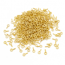 Тримачі Гвинтові Штифти з Петлею для Намистин з Напівотвором Залізні, Золото, 8х4х1мм, Отвір 2мм, близько 320шт/25г, (13WB25207)