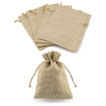 Подарунковий Мішечок, Текстиль, Імітація Рогожки, з Кулискою, Бежевий, 18х13см, (13WB25245)