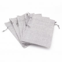 Подарунковий Мішечок з Текстилю, Імітація Рогожки, з Кулискою, Колір: Сірий, Розмір: 18х13см, (13WB25250)