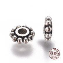 Tajskie Srebro 925, Koraliki Dystansowe, Okrągłe Płaskie, Antyczne Srebro, 5x1.5mm, otwór 1.6mm, 2szt (13WB25248)