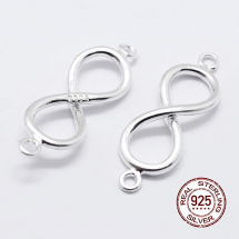 Srebro 925 Łącznik Nieskończoność, 18.5x6x2mm, Otwór: 1mm, 1szt (13WB25292)