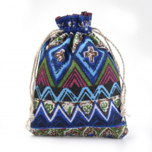 Пакувальний Мішечок Полікоттон, з Принтом, з Куліською, Колір: різнокольоровий, Розмір: 13.1-14.5x9.5-10см, (13WB25307)