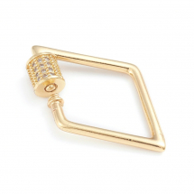 Карабін Латунь та Фіаніти, Ромб, Покриття Золото 18К, Розмір: 30.5x19x2мм, (13WB25348)