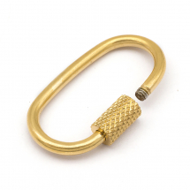 Карабін Нержавіюча Сталь, Овал, Колір: Золото, Розмір: 25.5x14x4мм, Гвинт 7х4мм, (13WB25356)