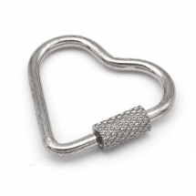 Карабін Нержавіюча Сталь, Серце, Розмір: 22x24.5x4мм, Гвинт 7х4мм, (13WB25357)