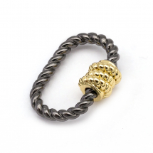 Карабін з Латуні, Овал, Чорний Покриття Золотом, Розмір: 15x10x1.4мм, Гвинт 4x4.5мм, (13WB25360)