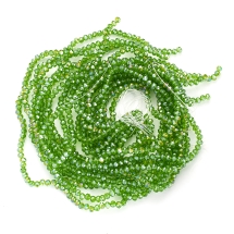 Koraliki Szklane, Galwanizacja, AB-Kolor, Fasetowany Rondel, Jasnozielony, 4x3mm, 110szt/39cm/sznur, 10nitek (13WB25435)