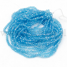 Koraliki Szklane, Galwanizacja, AB-Kolor, Fasetowany Rondel, Błękitny, 4x3mm 110szt/39cm/sznur, 10 nitek (13WB25439)