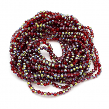 Koraliki Szklane Galwanizacja Fasetowane, Pół-zielona Powłoka 4x3mm 120szt/40cm/sznur, 10 nitek (13WB25462)