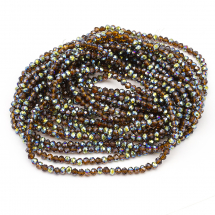 Koraliki Szklane Galwanizacja Fasetowane, Pół-zielona Powłoka 4x3mm 120szt/40cm/sznur, 10 nitek (13WB25464)