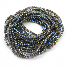 Koraliki Szklane Galwanizacja Fasetowane, Pół-zielona Powłoka 4x3mm 120szt/40cm/sznur, 10 nitek (13WB25465)