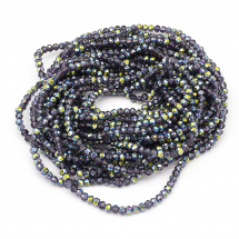 Koraliki Szklane Galwanizacja Fasetowane, Pół-zielona Powłoka 4x3mm 120szt/40cm/sznur, 10 nitek (13WB25466)