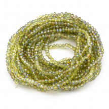 Koraliki Szklane Galwanizacja Fasetowane Pół-zielona Powłoka 4x3mm 120szt/40cm/sznur, 10 nitek (13WB25478)