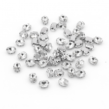 Dżety do Przyszycia w Koszyczku, Szkło i Baza Mosiądz, Przezroczysty, 8х6mm, 50szt (13WB25568)