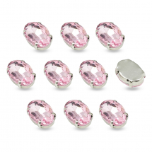 Dżety do Przyszycia w Koszyczku Szkło i Mosiądz 8x6mm Kolor: Jasnoróżowy 10szt (13WB25570)