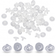 Zatyczki do Kolczyków, Plastik, Przezroczysty, 10x6mm, Otwór 0.5mm, 100szt (13WB25594)