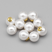 Zaślepki Akryl Perłowy Akcesoria Mosiądz 11x10mm Otwór 0.8mm Kolor: Biały 10szt (13WB25598)