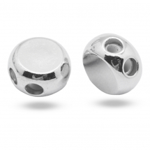 Роздільники Рядів, Латунь, з Гумкою, Круглі Плоскі, на 2 Нитки, Колір : Платина, Розмір: 9х5мм, отвори 1.8мм, (13WB26052)