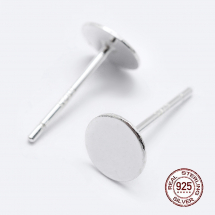Srebro 925 Bazy do Sztyftów do Puset, pod Kolczyki, 11.5x6mm, Baza 6mm, pin 0.8mm, 1para (13WB26074)