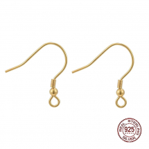 Srebro 925 Bigle Otwarte, Baza do Kolczyków, Złoty, 18-19x1.5x18-19mm, pin: 0.7mm, 1para (13WB26176)