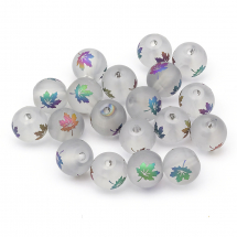 Koraliki Szklane Galwanizacja, Motyw Jesieni, Matowe, Wzór Liścia Klonu, Mix, 8-8.5mm, 20szt (13WB26158)