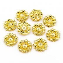 Шапочки для Намистин, Латунь, Стійке Покриття, Квітка, Колір: Золото, Розмір: 24x6мм, Отвір 1.5мм, (13WB26195)