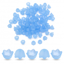 Шапочки для Намистин Акрил Матові, Прозорі, Квітка, Колір: Блакитний, Розмір: 10х6мм, Отвір 1.5мм,близько 95шт/25г, (13WB26193)