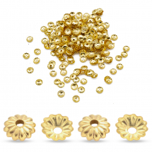 Шапочки для Намистин Залізні, Квітка, Колір: Золото, Розмір: 5х1.5мм, Отвір 1мм, близько 380шт/10г, (13WB26207)