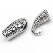 Zapięcie Hak, Styl Tybetański, Głowa Węża, Stop, Antyczne Srebro, 23x12x8.5mm, Otwór 8x3mm, 1szt (13WB26227)