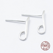 Srebro 925 Rodowane, Bazy do Puset z Pętelką, do Kolczyków, 14x2mm, pin: 0.8mm, 1para (13WB26261)